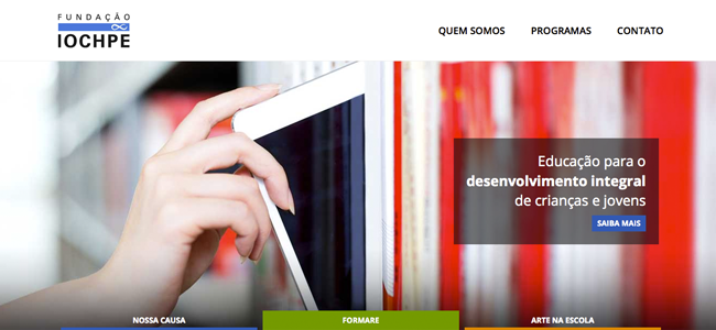 Homepage do novo site da Fundação Iochpe